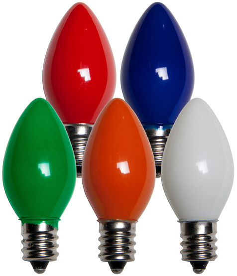 C7 Opaque Multi Christmas Bulbs